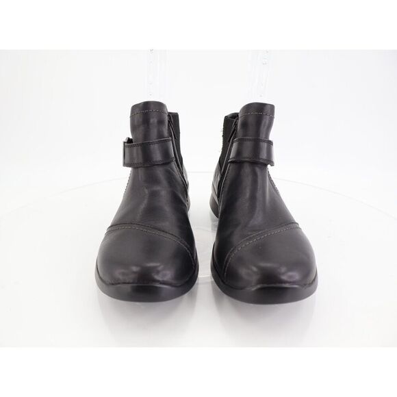Clarks Women's Boots Ellowyn Strap Size 7.5 Black Leather Wedge Size Zip Comfy - Picture 2 of 11